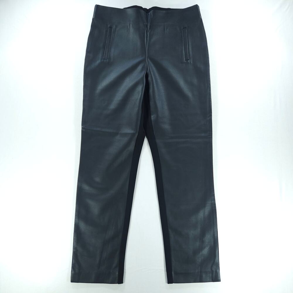 Chico's Faux Leather Front Ponte Back Ankle Pants Black Size 0.5 US 6 Small